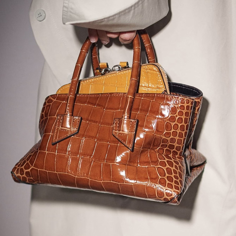 Xl Luxury Bags - Luxury Crocodile Embossed Texture Asymmetric Top